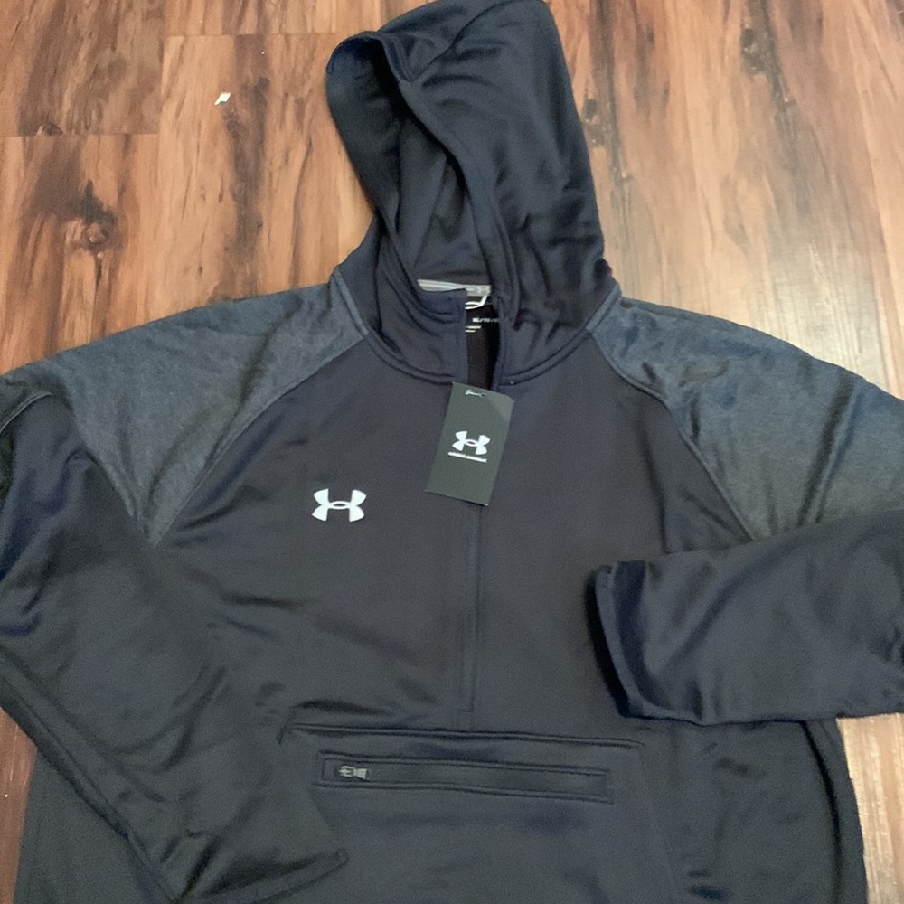 Under Armour Loose Fit Mens Full Zip Men Hoodie Black/Grey XL - Picture 6 of 10
